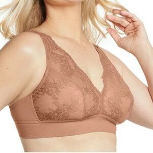 Glamorise Bramour Lexington Lace Plunge Bralette Wirefree Bra